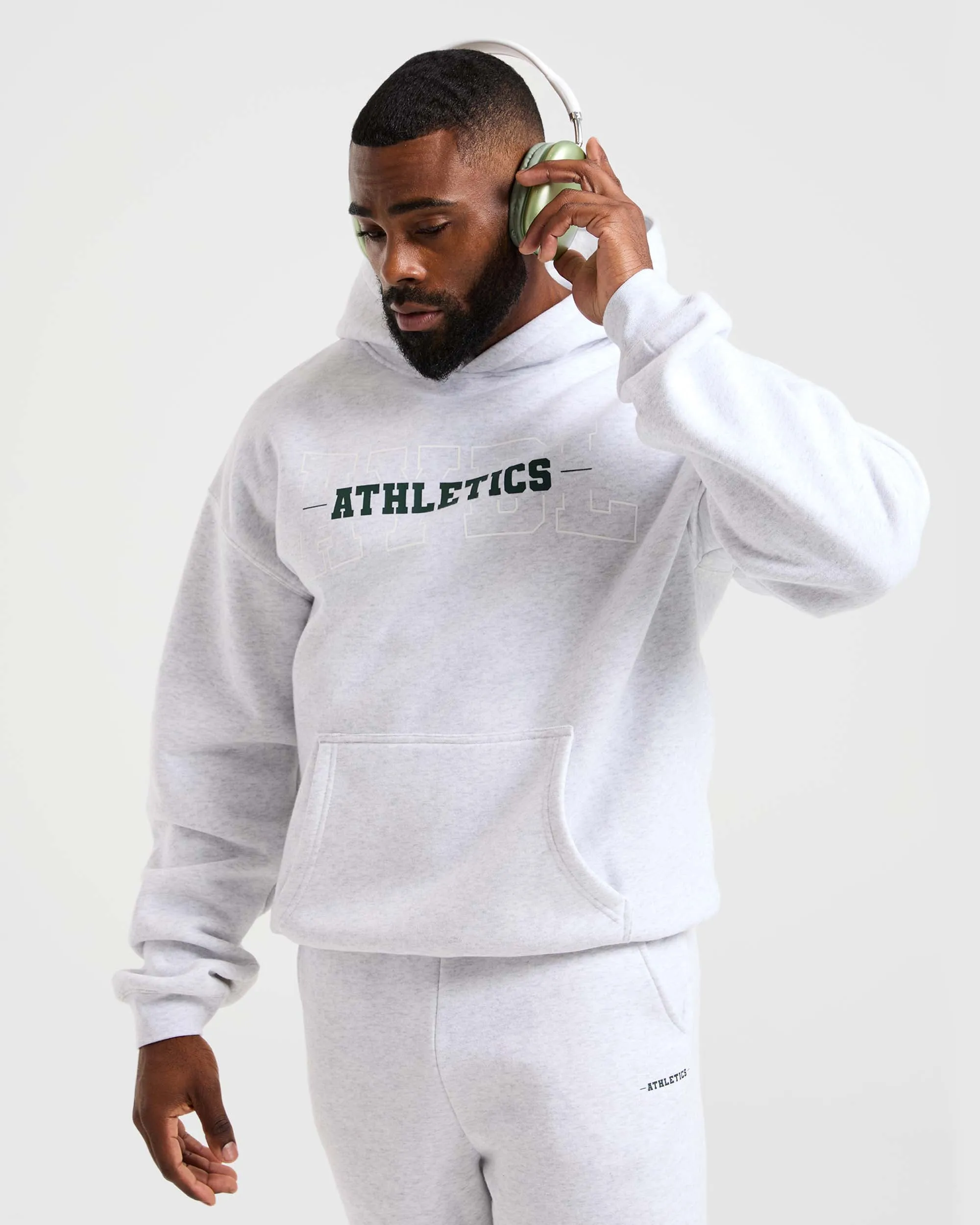 Athletics Oversized Hoodie - Grey Marl