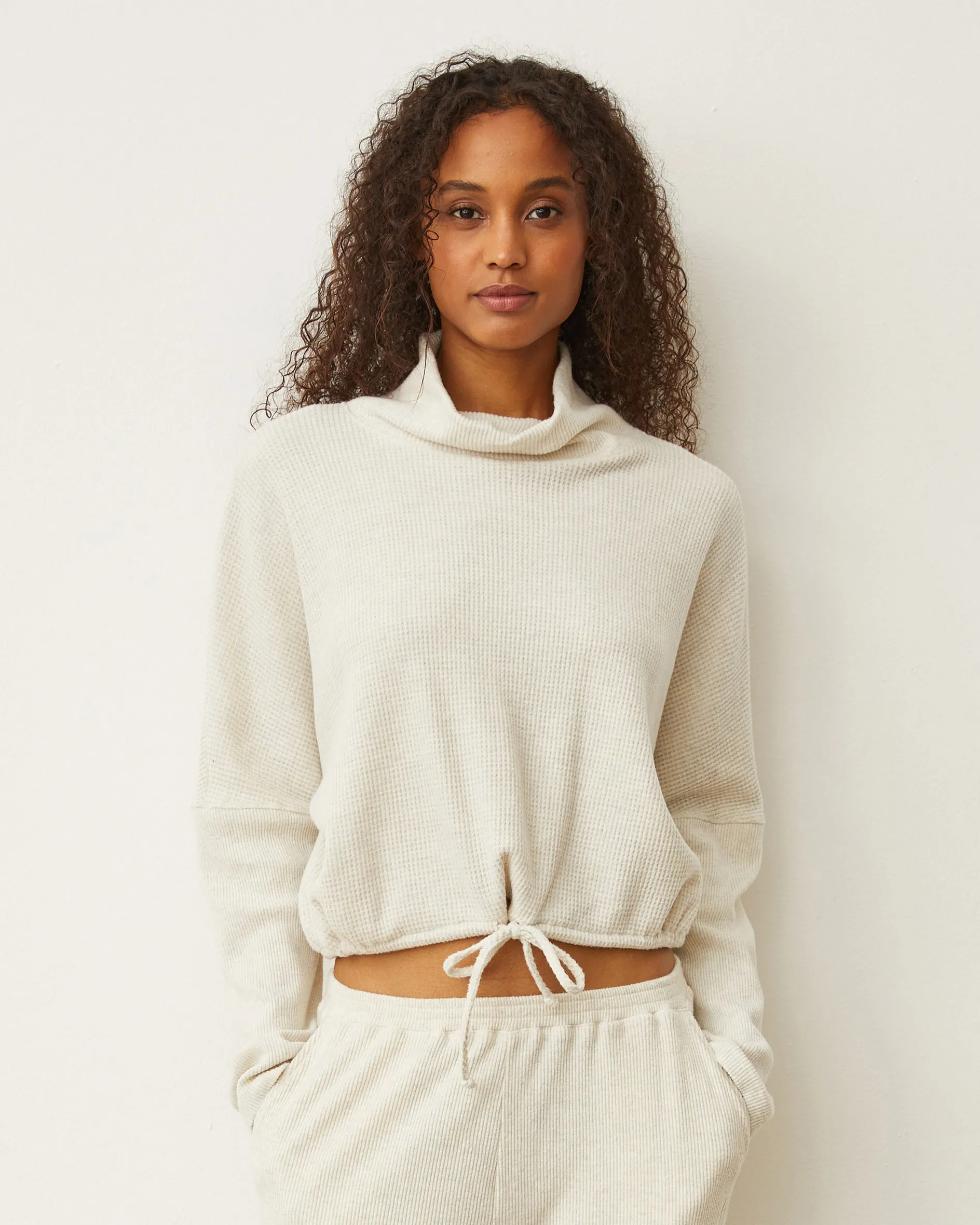 Brushed Thermal Drawcord Waist Sweatshirt