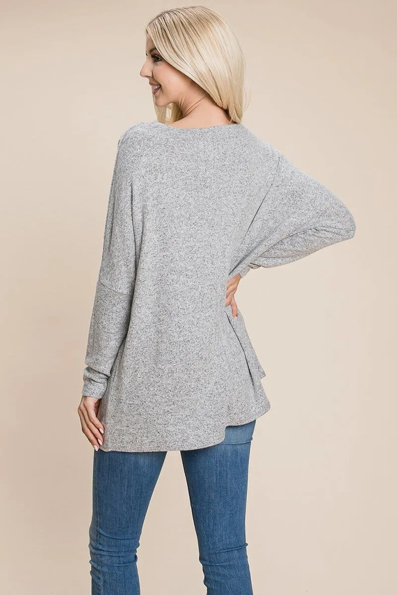 Casual Dolman Pullover Sweater Loose Fit Knit Top