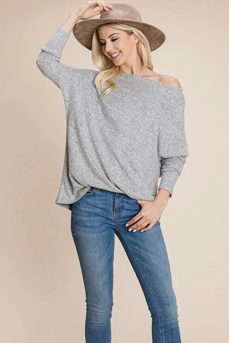 Casual Dolman Pullover Sweater Loose Fit Knit Top