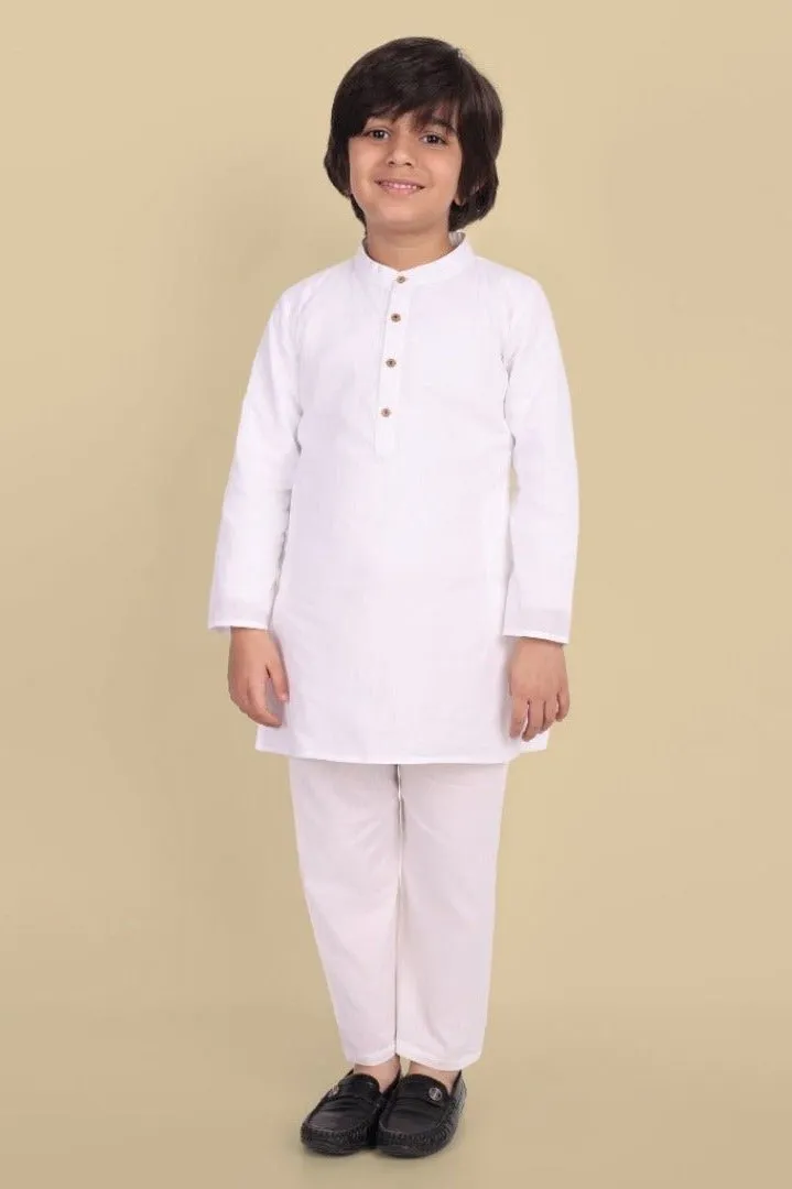 Classic Basic White Kurta & Pajama - Set of 2