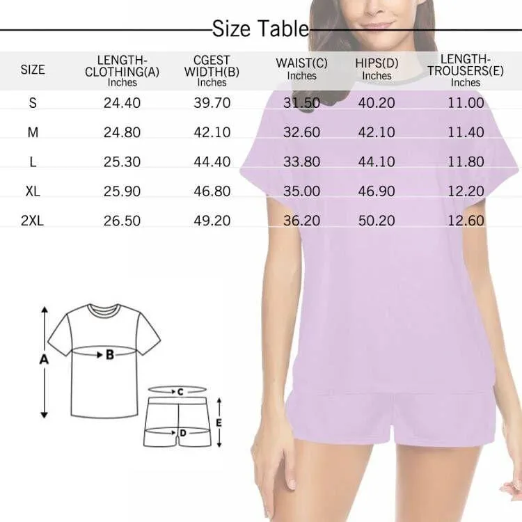 Custom Face Pajamas for Women Purple Sky Sleepwear Personalized Women's Short Pajama Set