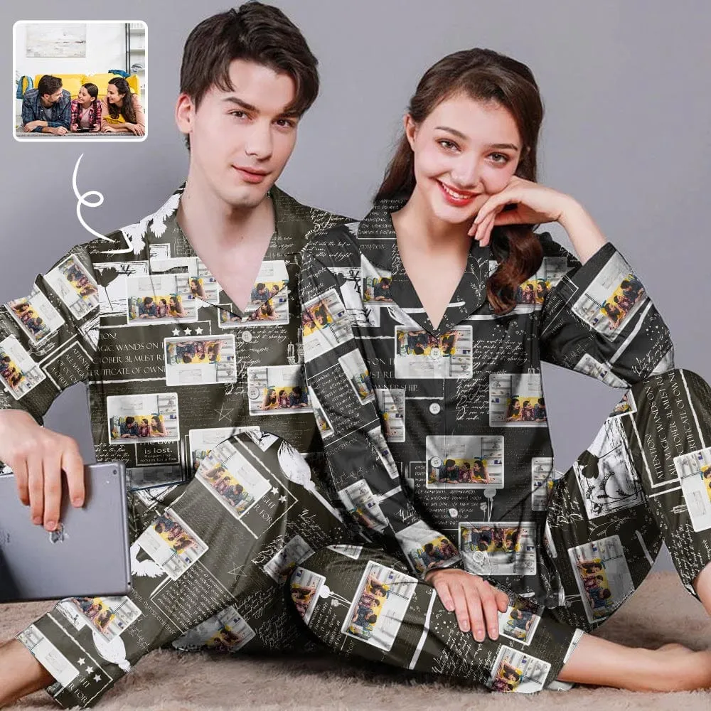 Custom Photo Couple Matching Pajamas Personalized Photo Loungewear Set Sleepwear For Men Women