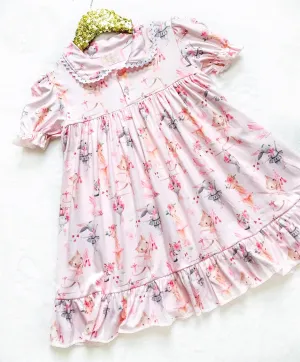 Girls Vintage Night Gowns - Animal Ballerina's - Short Sleeve