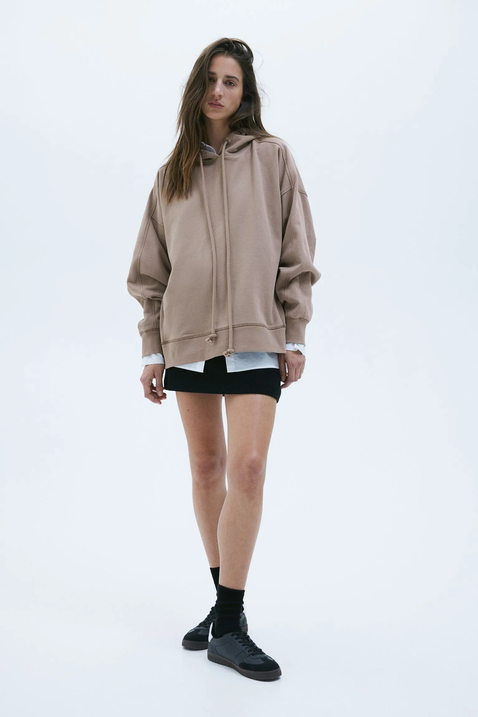 H&M Oversized Cotton sweatshirt, beige