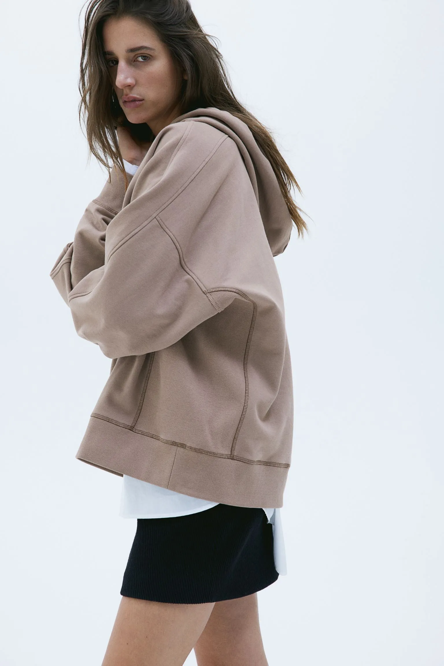 H&M Oversized Cotton sweatshirt, beige