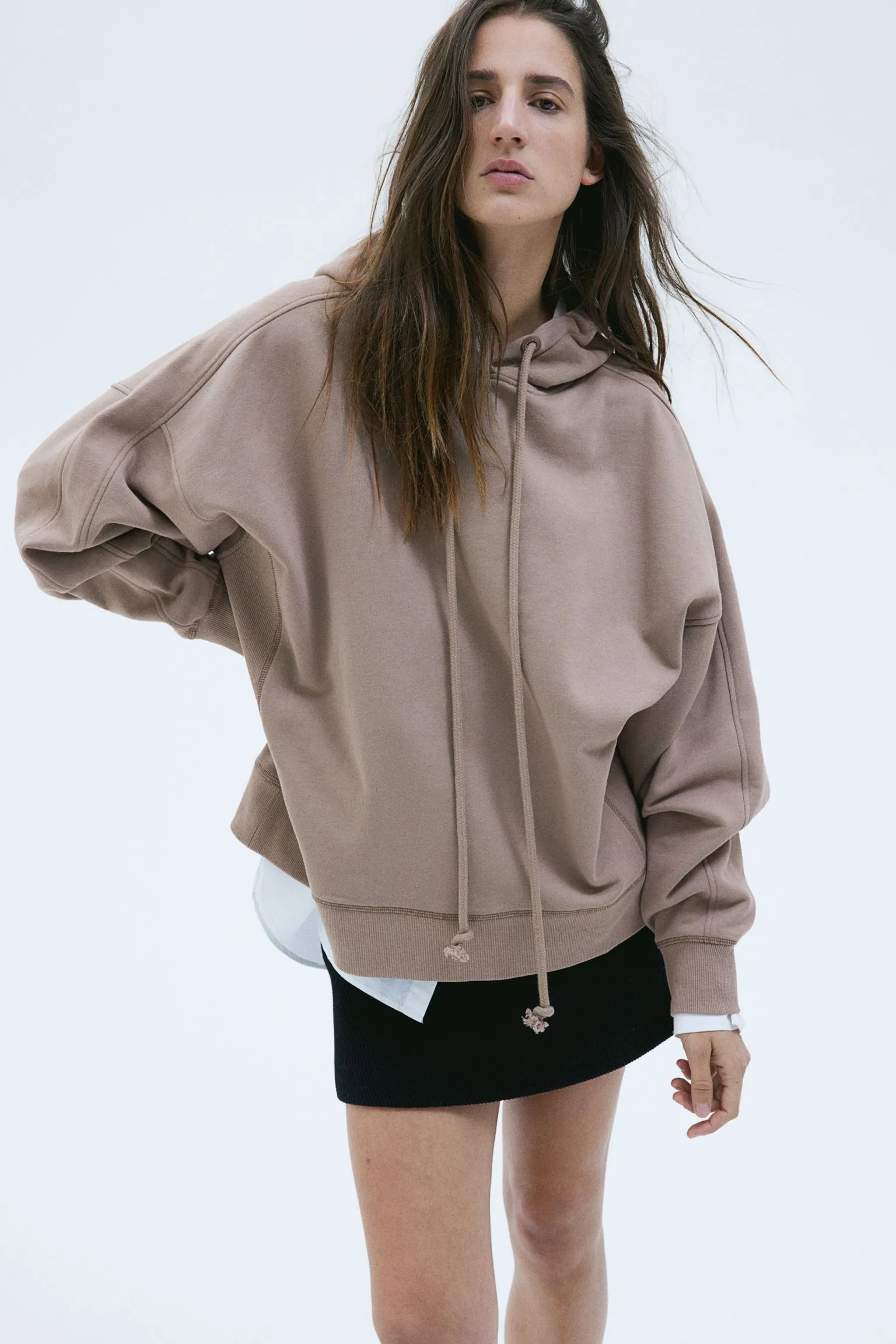 H&M Oversized Cotton sweatshirt, beige