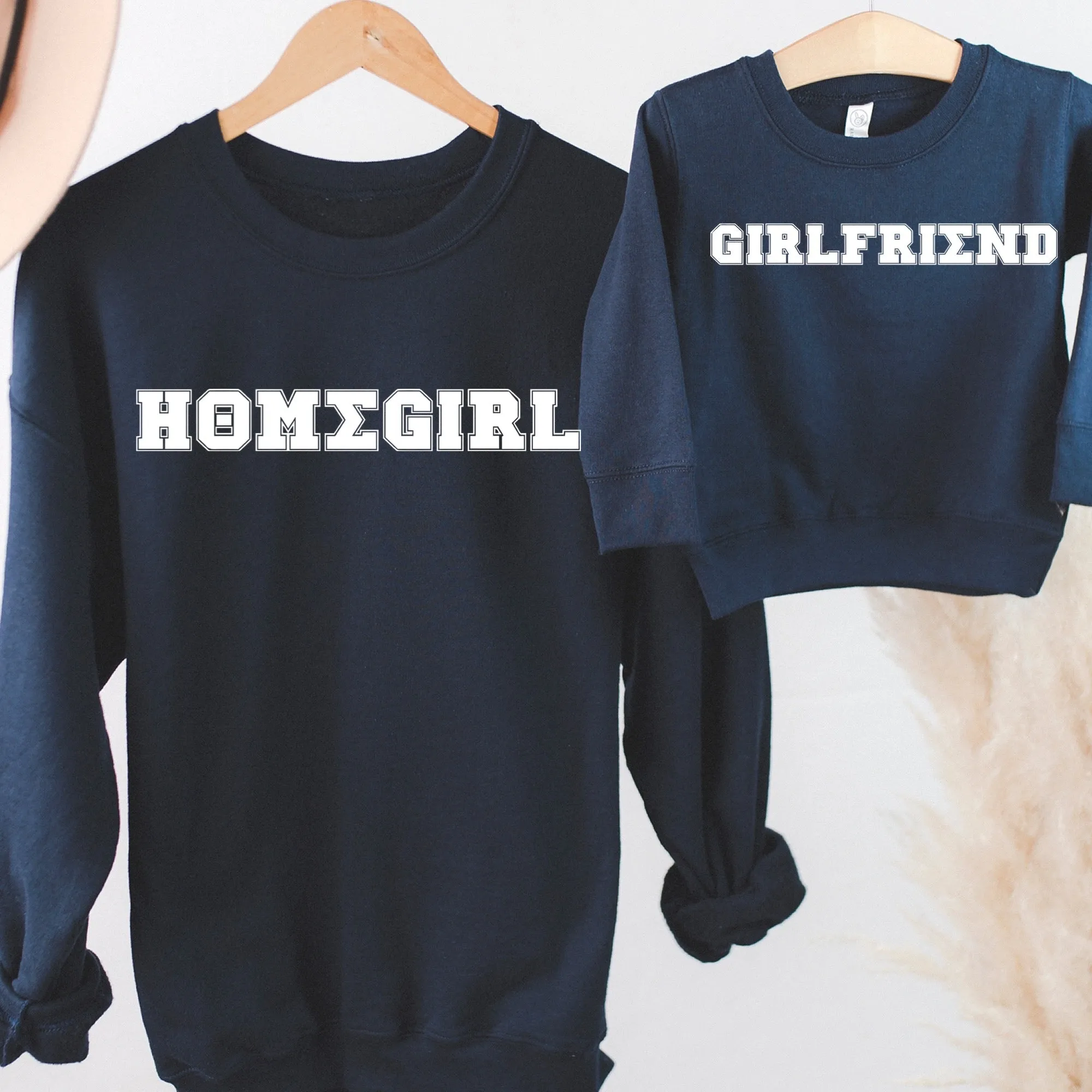 Homegirl and Girlfriend Matching Navy Sweatshirt Set - Greek