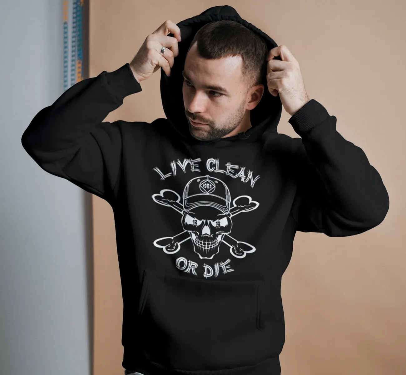 Hoodie - Live Clean Or Die - Black