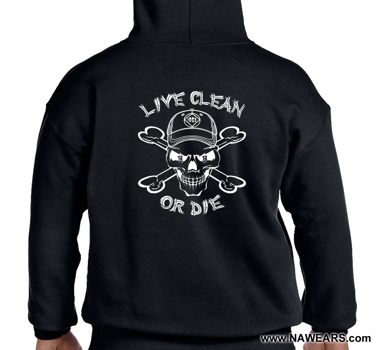 Hoodie - Live Clean Or Die - Black