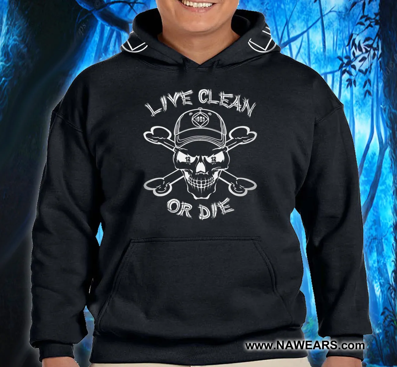 Hoodie - Live Clean Or Die - Black