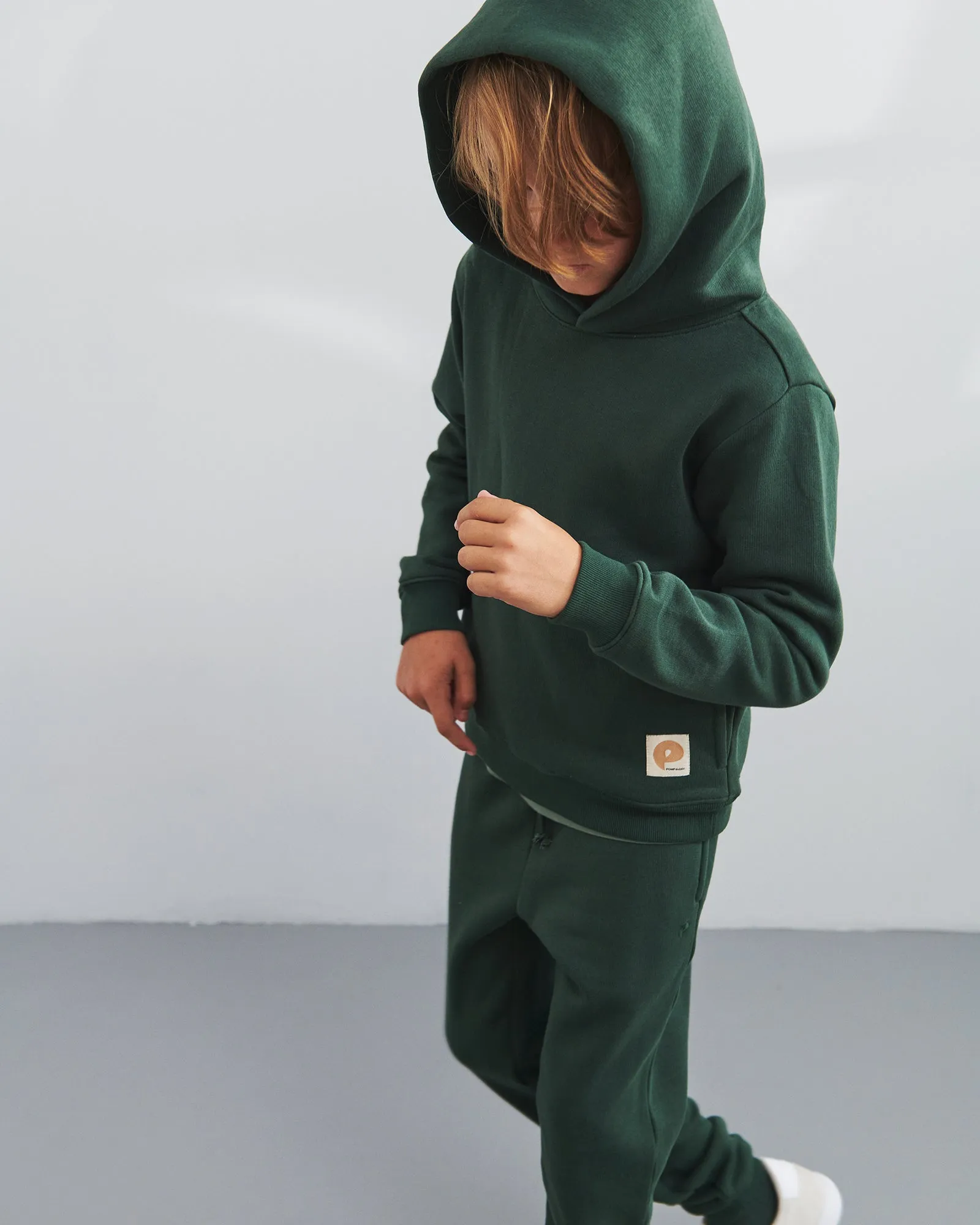 Hoodie w. Side Pocket - Tween - Dark Green