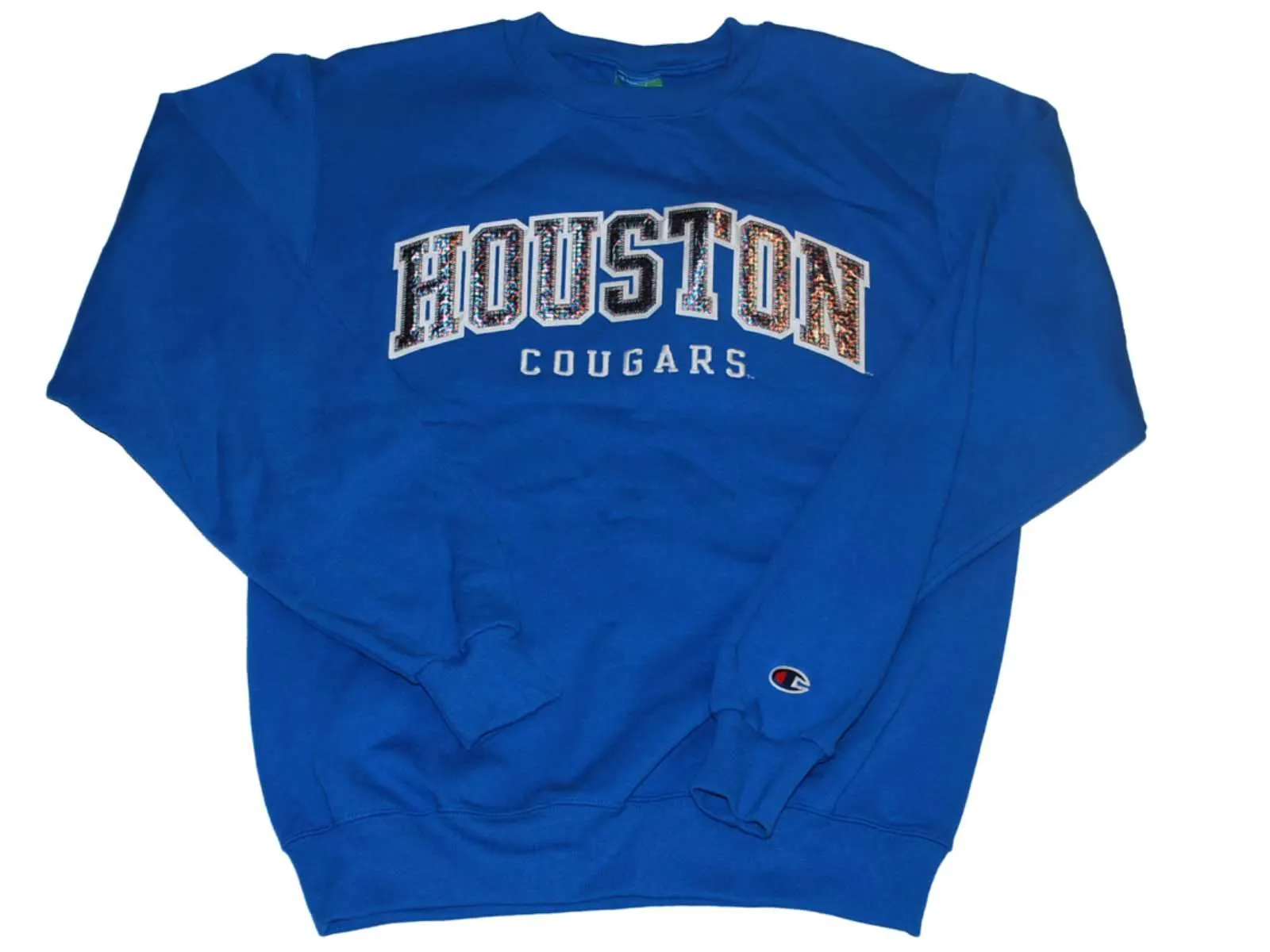 Houston Cougars Champion Women Blue Multi-color Foil Sweatshirt (S)