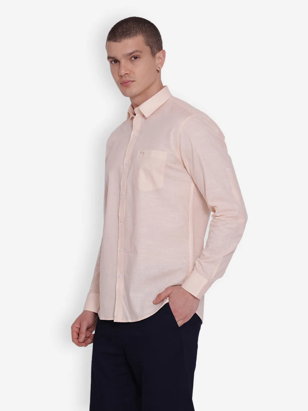 JUMP USA Men Fawn Solid Cotton Formal Shirts