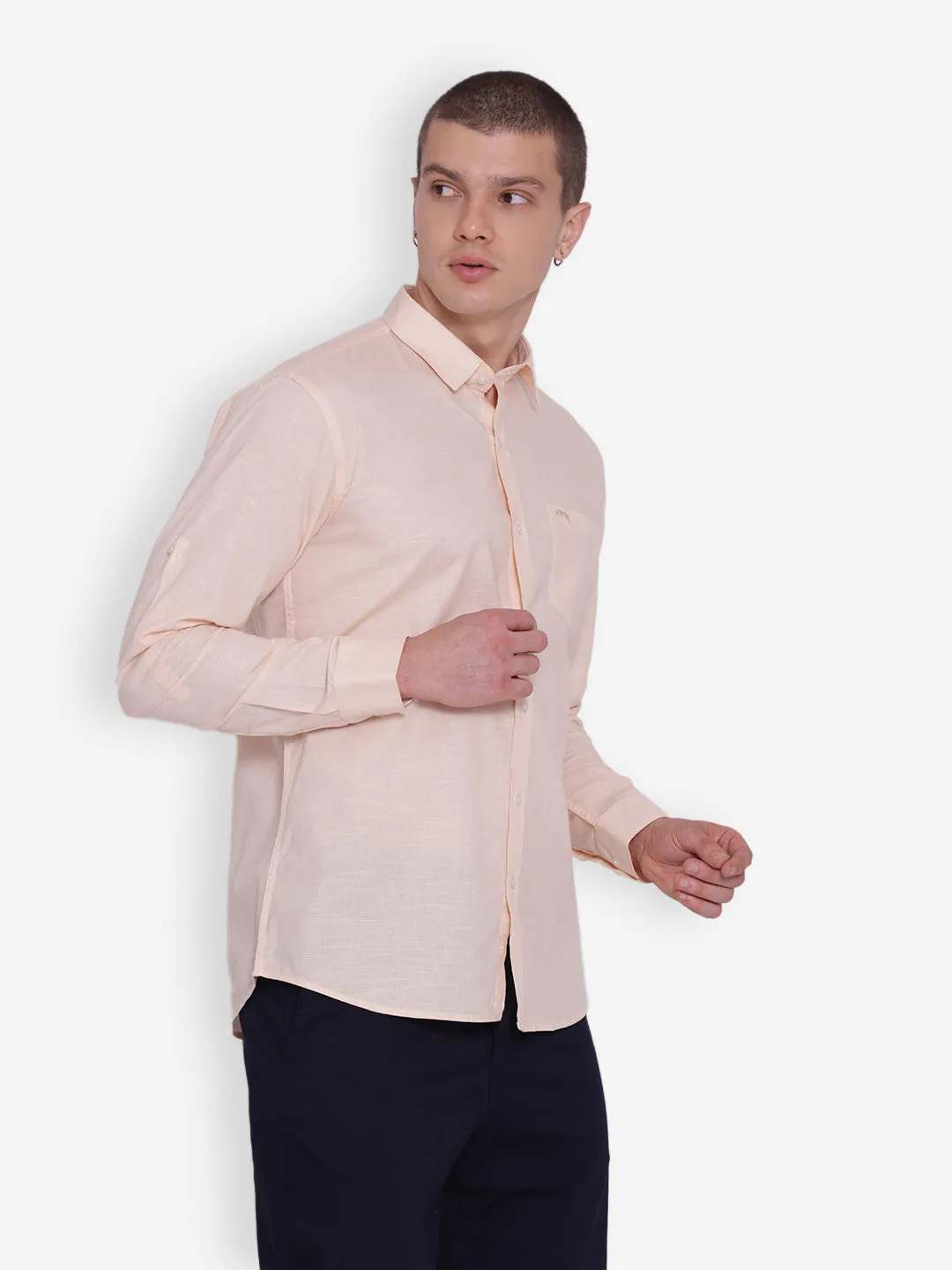 JUMP USA Men Fawn Solid Cotton Formal Shirts