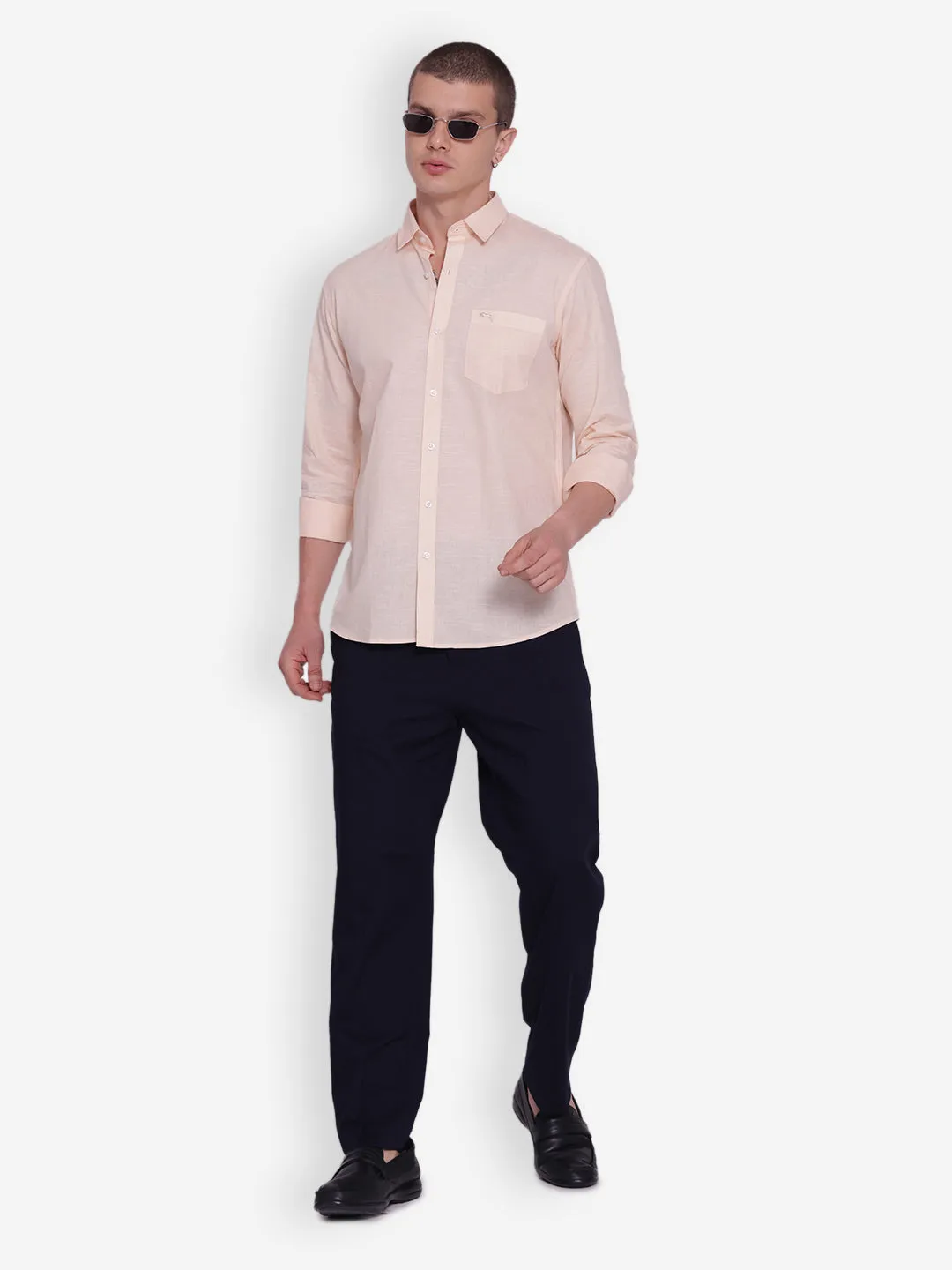 JUMP USA Men Fawn Solid Cotton Formal Shirts