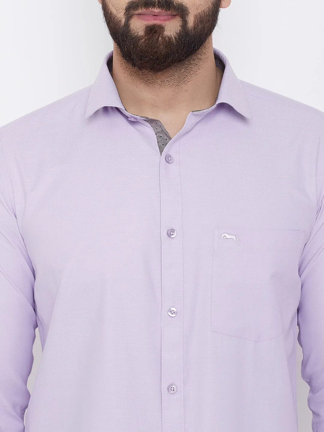 JUMP USA Men Lavender Cotton Casual Shirts