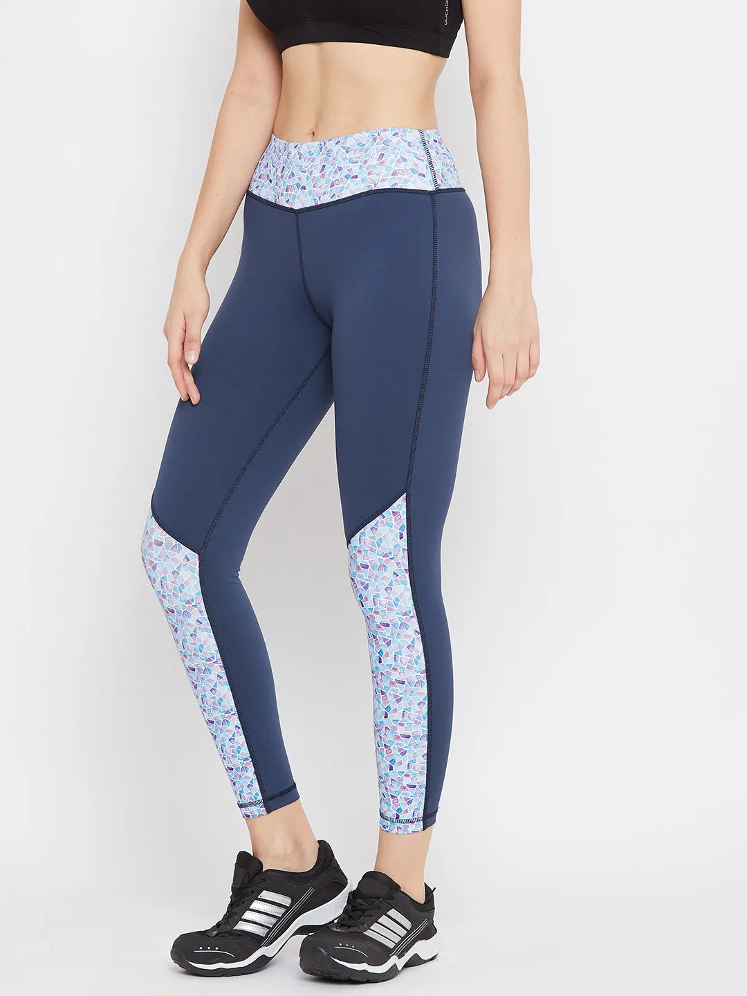 JUMP USA Women Blue Solid Active Wear Tights