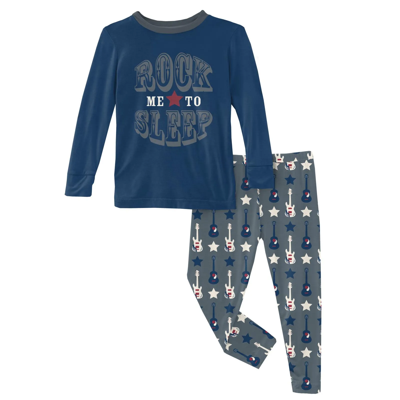 KicKee Pants Slate Guitars and Stars L/S Graphic Pajama Set