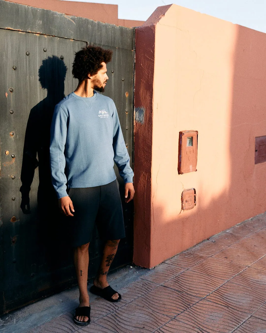 Last Stop Motel - Recycled Mens Sweatshirt - Blue