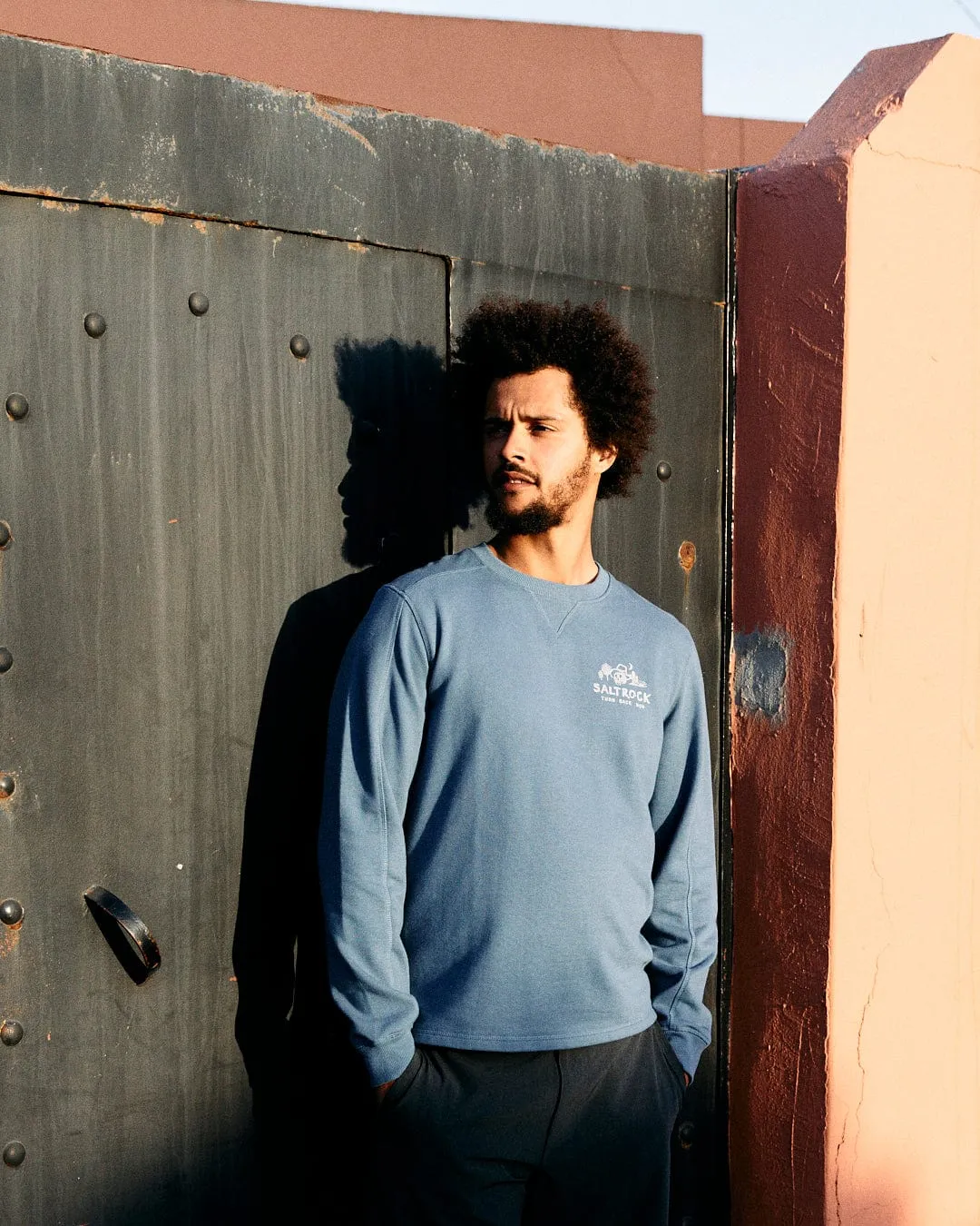 Last Stop Motel - Recycled Mens Sweatshirt - Blue