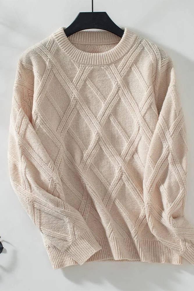 Loose Fit Diamond Pattern Sweater