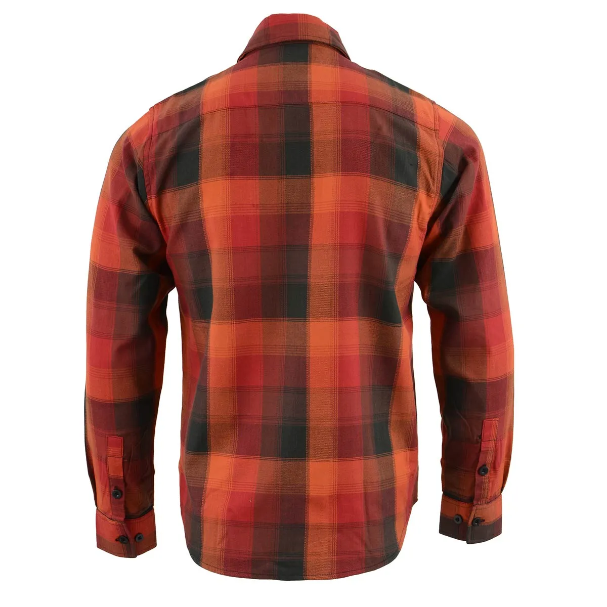 Milwaukee Leather Men's Flannel Plaid Shirt Orange with Red and Black Long Sleeve Cotton Button Down Shirt MNG11641