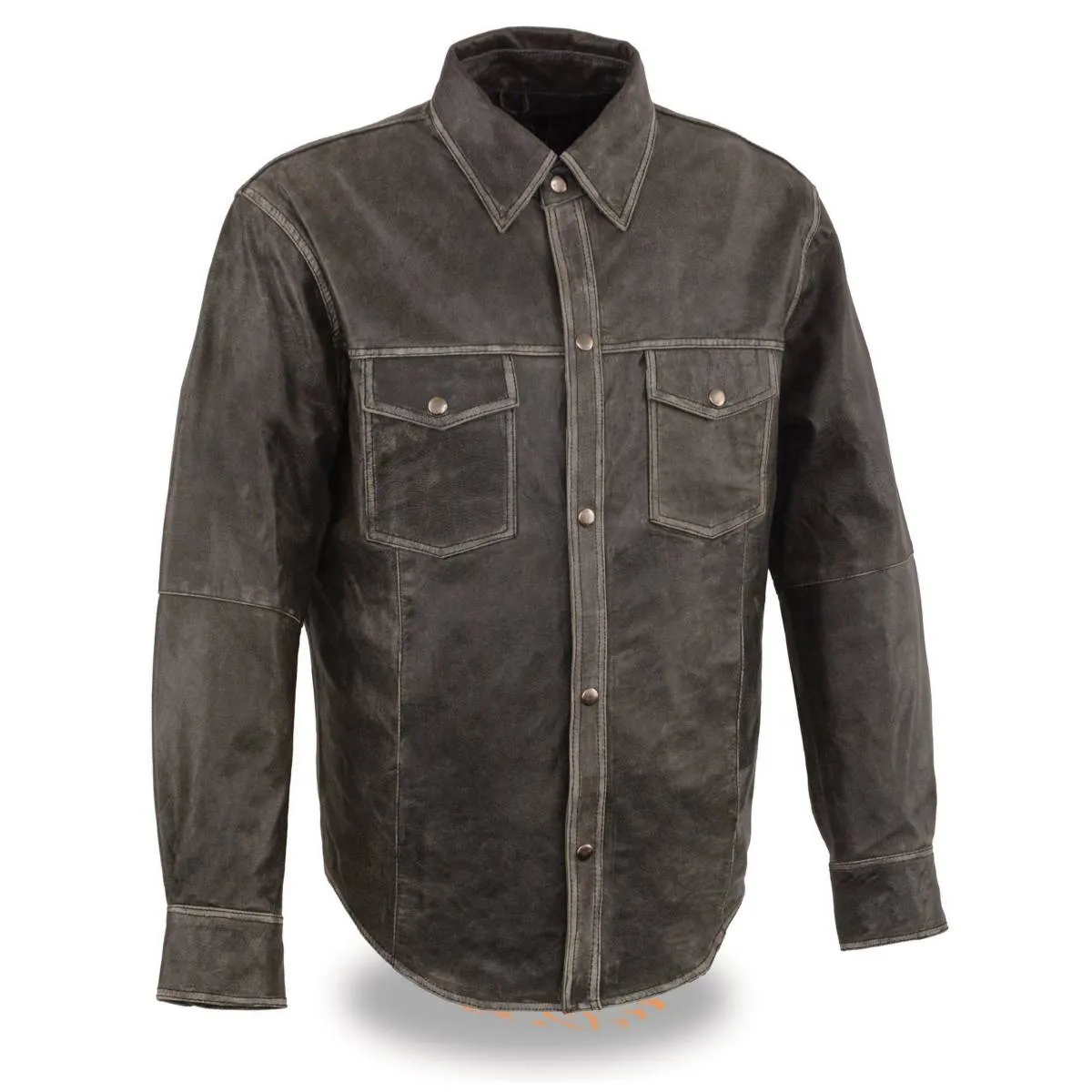 Milwaukee Leather MLM1605 Men's 'Button Down' Distressed Grey