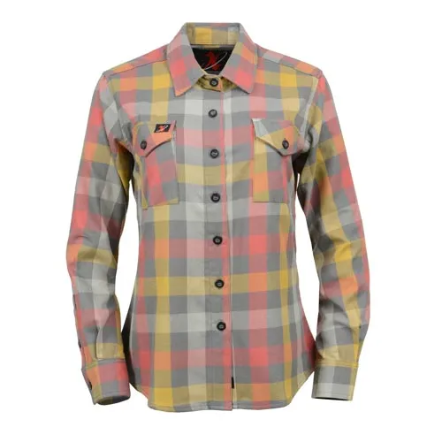 Milwaukee Leather Women's Gray and Red with Yellow Long Sleeve Cotton Flannel Shirt MNG21614