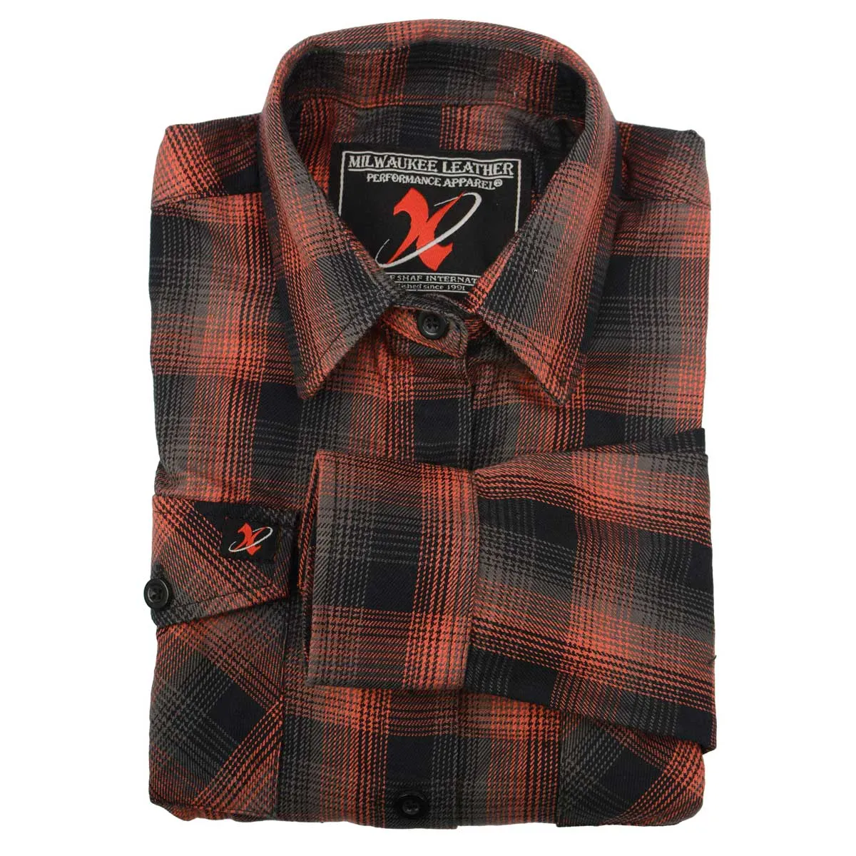 NexGen MNG21607 Women's Casual Red and Black Long Sleeve Cotton Casual Flannel Shirt