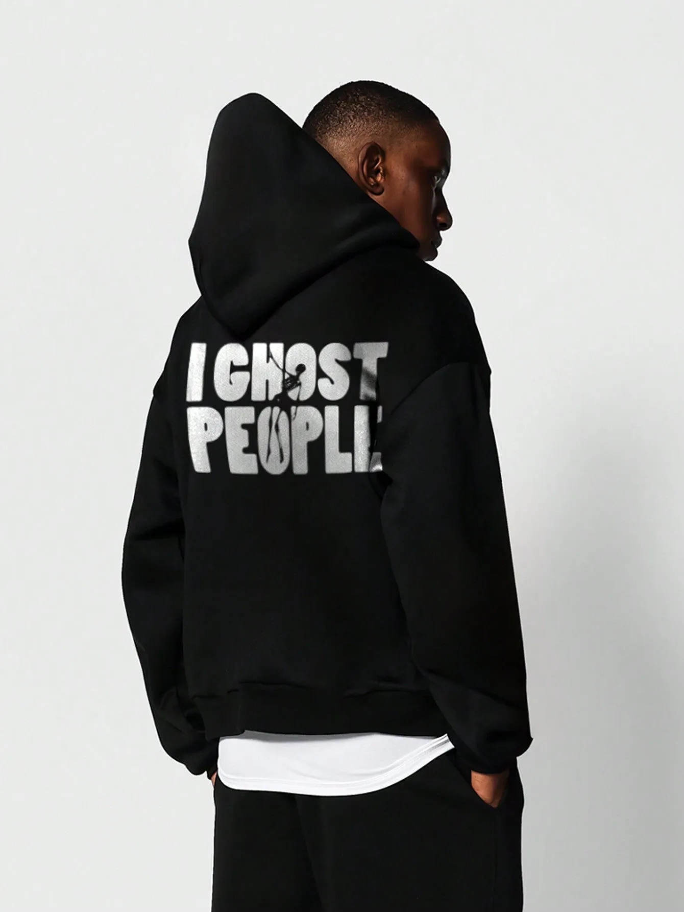 Overhead Hoodie With I Ghost People Graphic Print