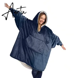 Oversized Hoodies Sweatshirt Women Winter Hoodies Fleece Giant TV Blanket With Sleeves Oversize Women Hoody Sweatshirts DROP