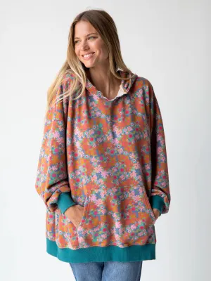 Oversized Printed Sweatshirt - Rust Orchid Pink