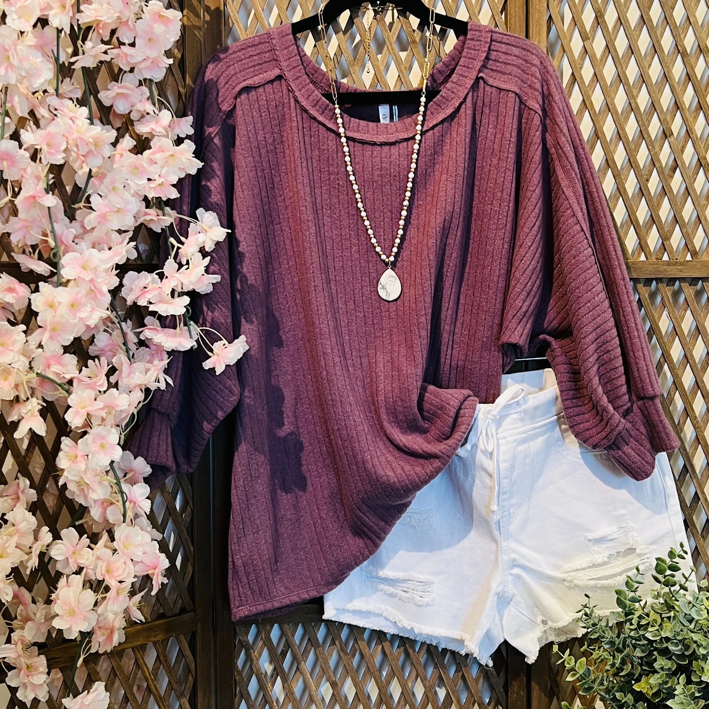 Plum Loose Fit Tops