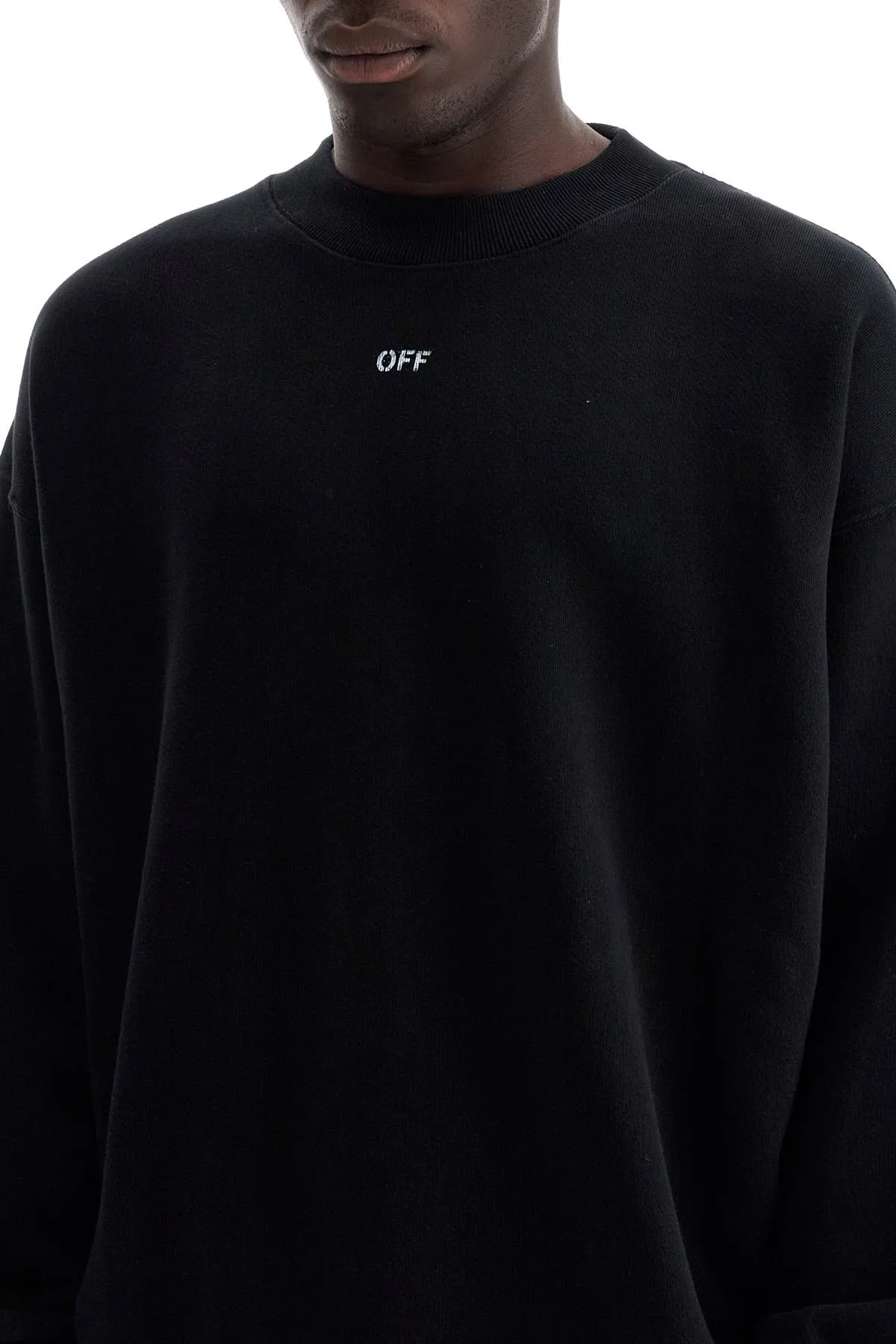 "off printed crewneck sweatshirt OMBA054C99FLE006 BLACK WHITE