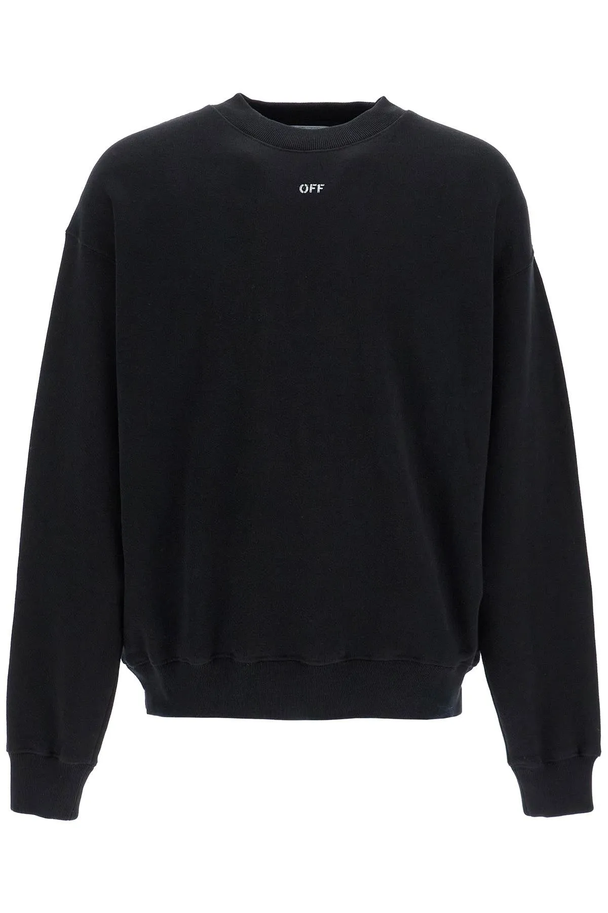 "off printed crewneck sweatshirt OMBA054C99FLE006 BLACK WHITE