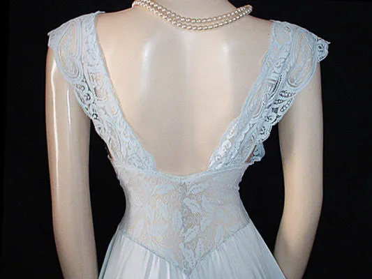 *RARE OLGA  ALL-LACE SPANDEX BODICE NIGHTGOWN IN CHERUB BLUE - SIZE LARGE