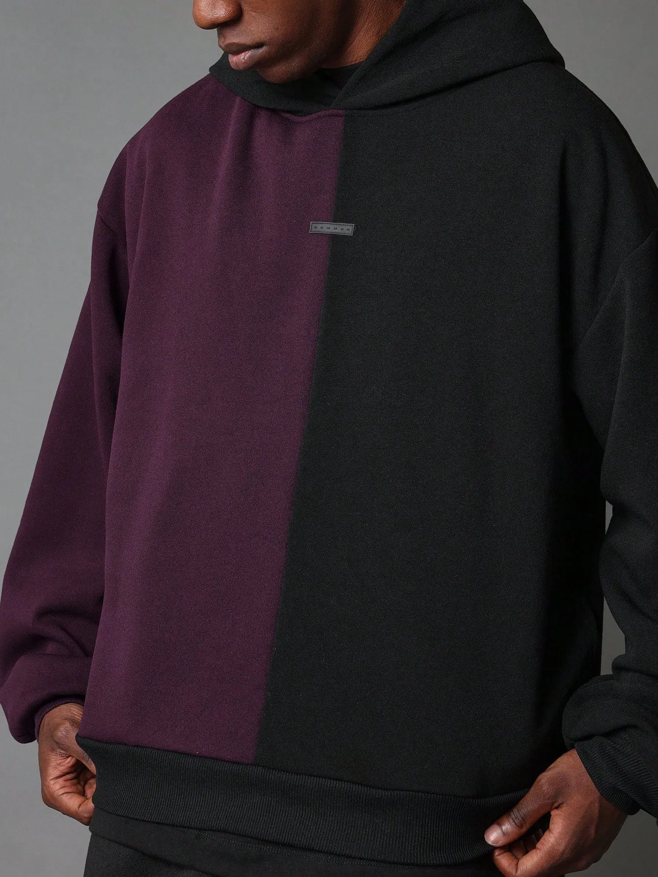 Regular Fit Colour Block Overhead Hoodie