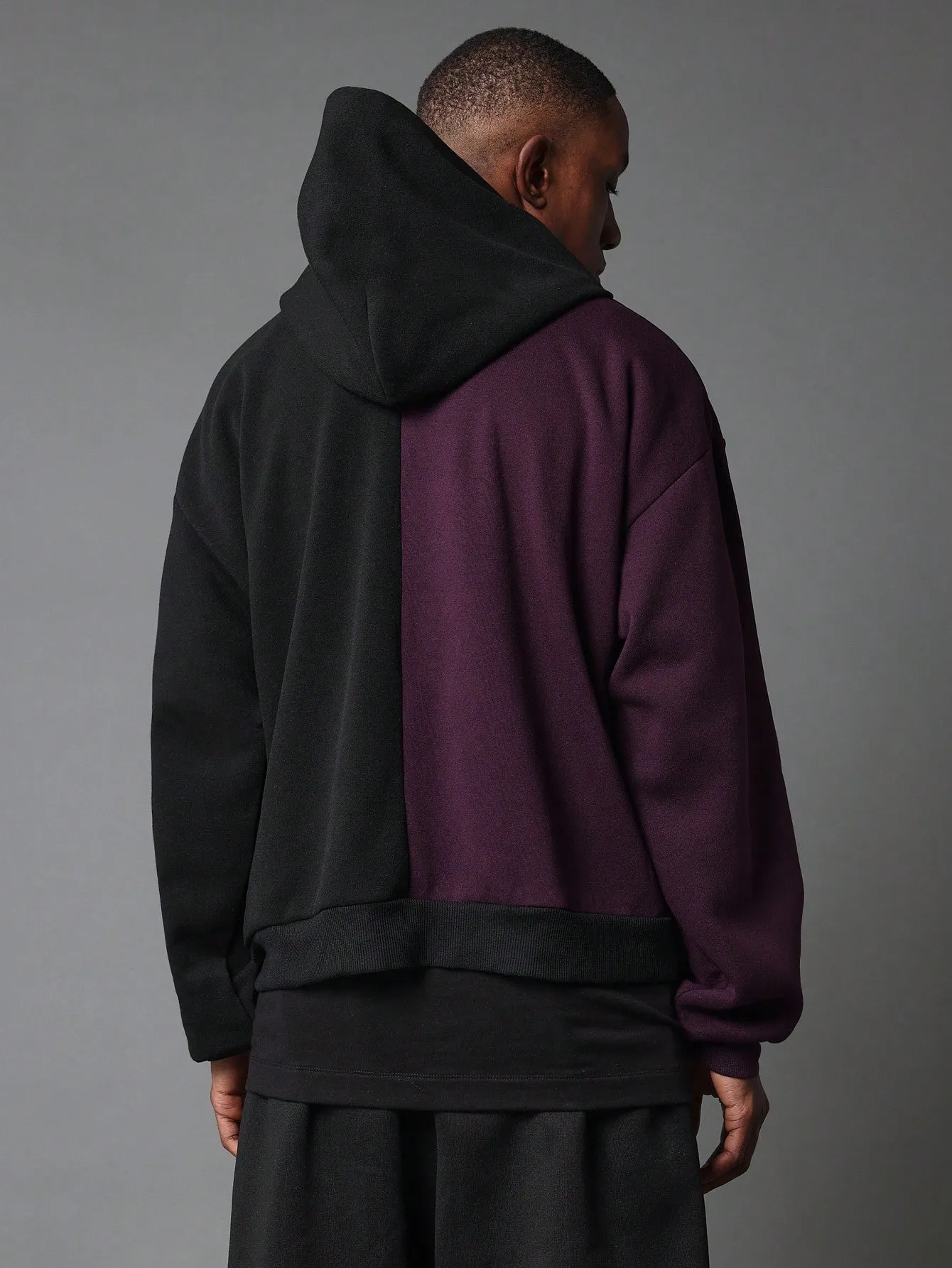 Regular Fit Colour Block Overhead Hoodie