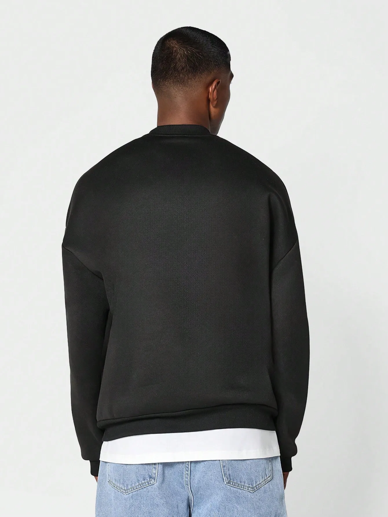 Regular Fit Crew Neck Sweatshirt With Side Pockets