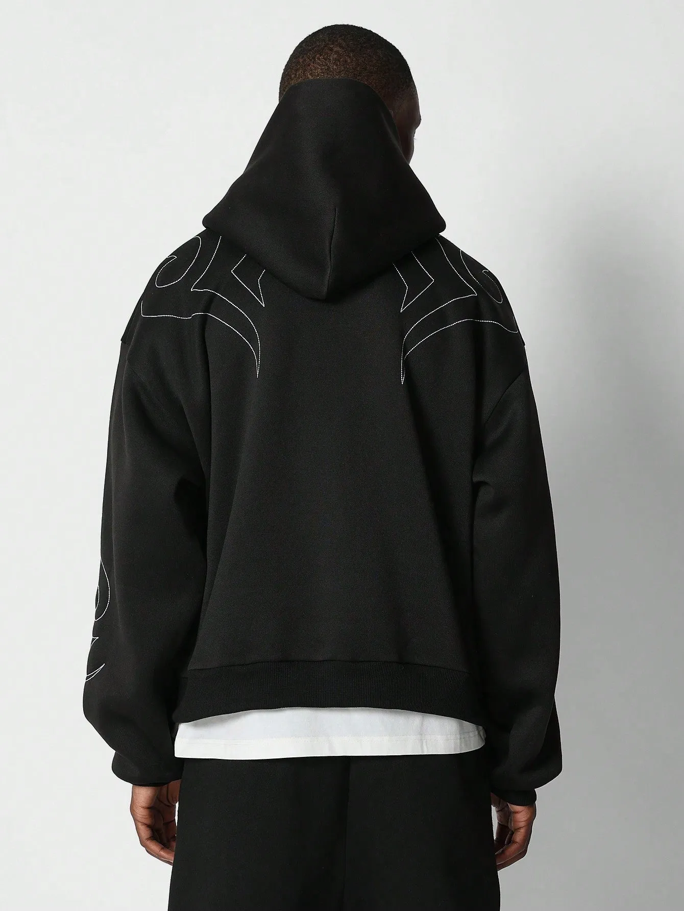 Regular Fit Overhead Hoodie With Chest & Sleeve Embroidery