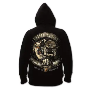 Rothco Black Ink U.S.M.C. Bulldog Hooded Pullover Sweatshirt