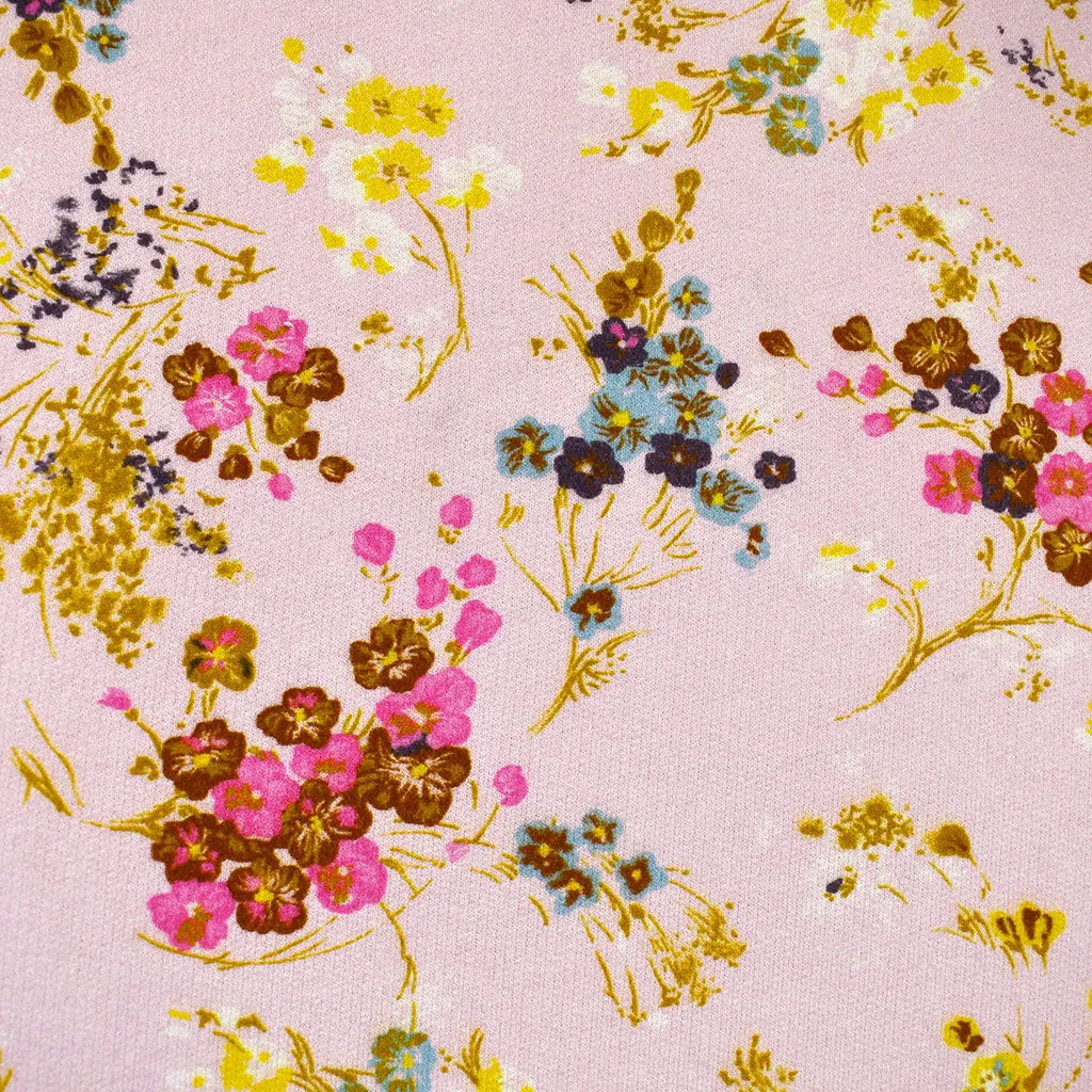 Scrolling Wildflower Print French Terry Blush