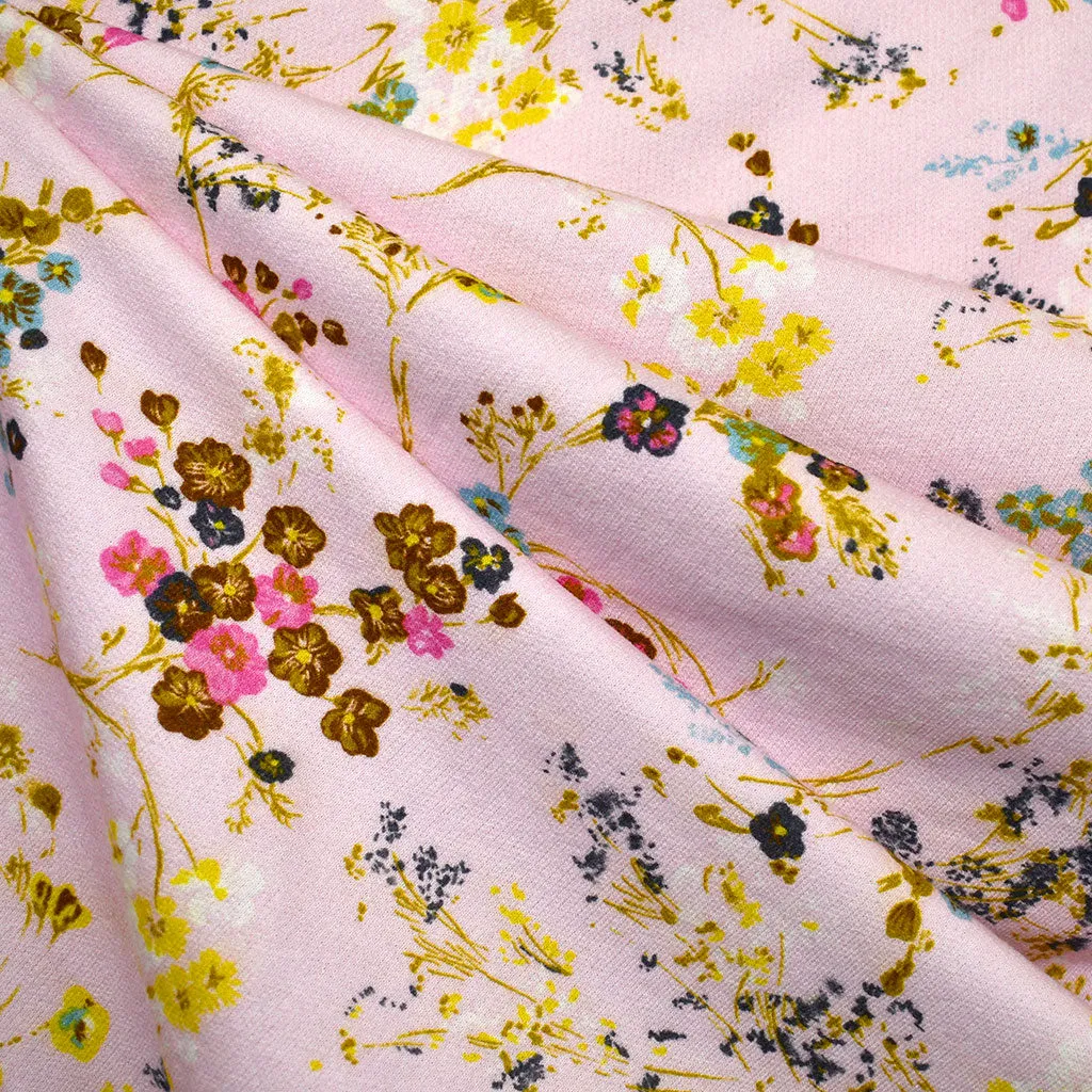 Scrolling Wildflower Print French Terry Blush