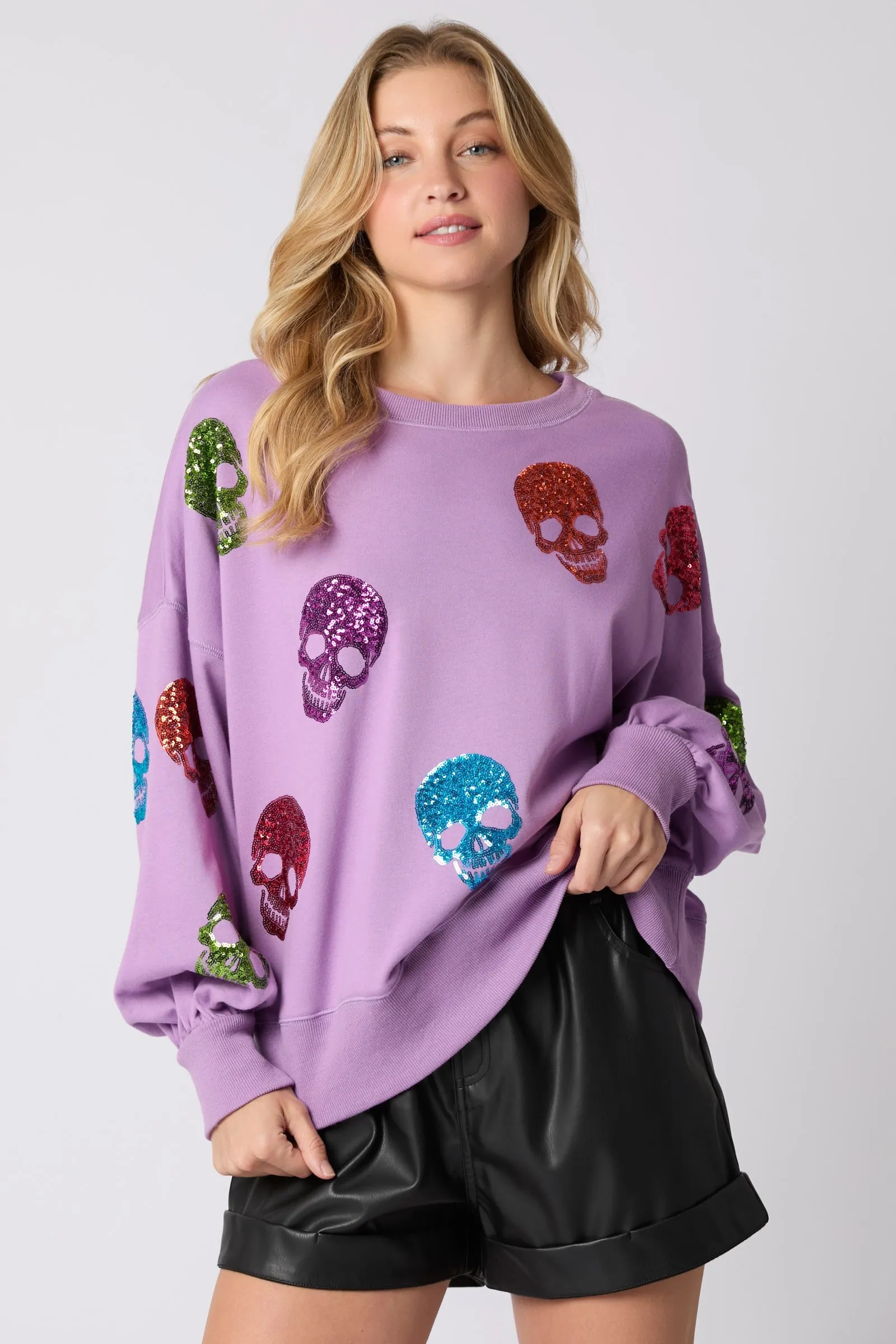 Skeleton Sequins Embroidery Oversized Sweatshirts