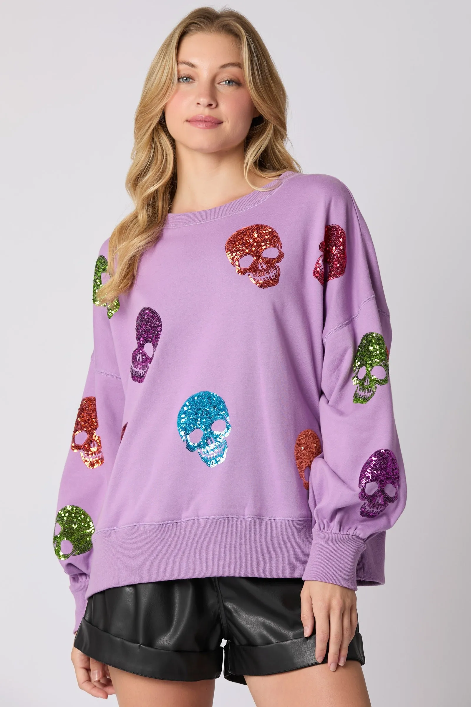 Skeleton Sequins Embroidery Oversized Sweatshirts