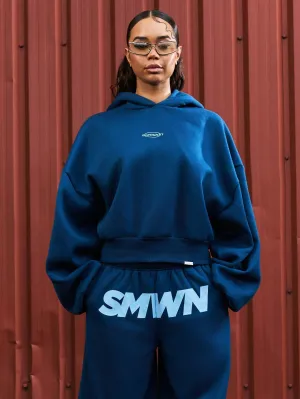 SUMWON WOMEN Oversized Crop Long Sleeves Hoodie With Back Graphic Print