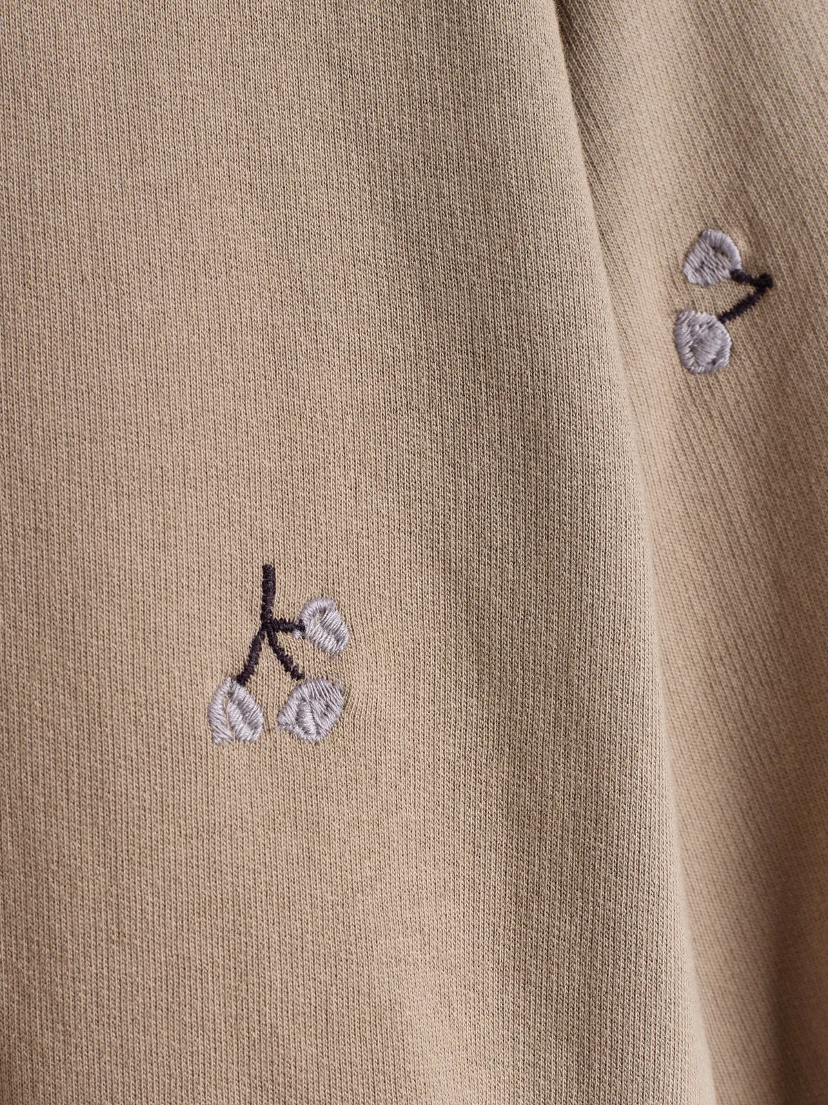 Sweatshirt w. Embroidery - Kids - Dark Beige