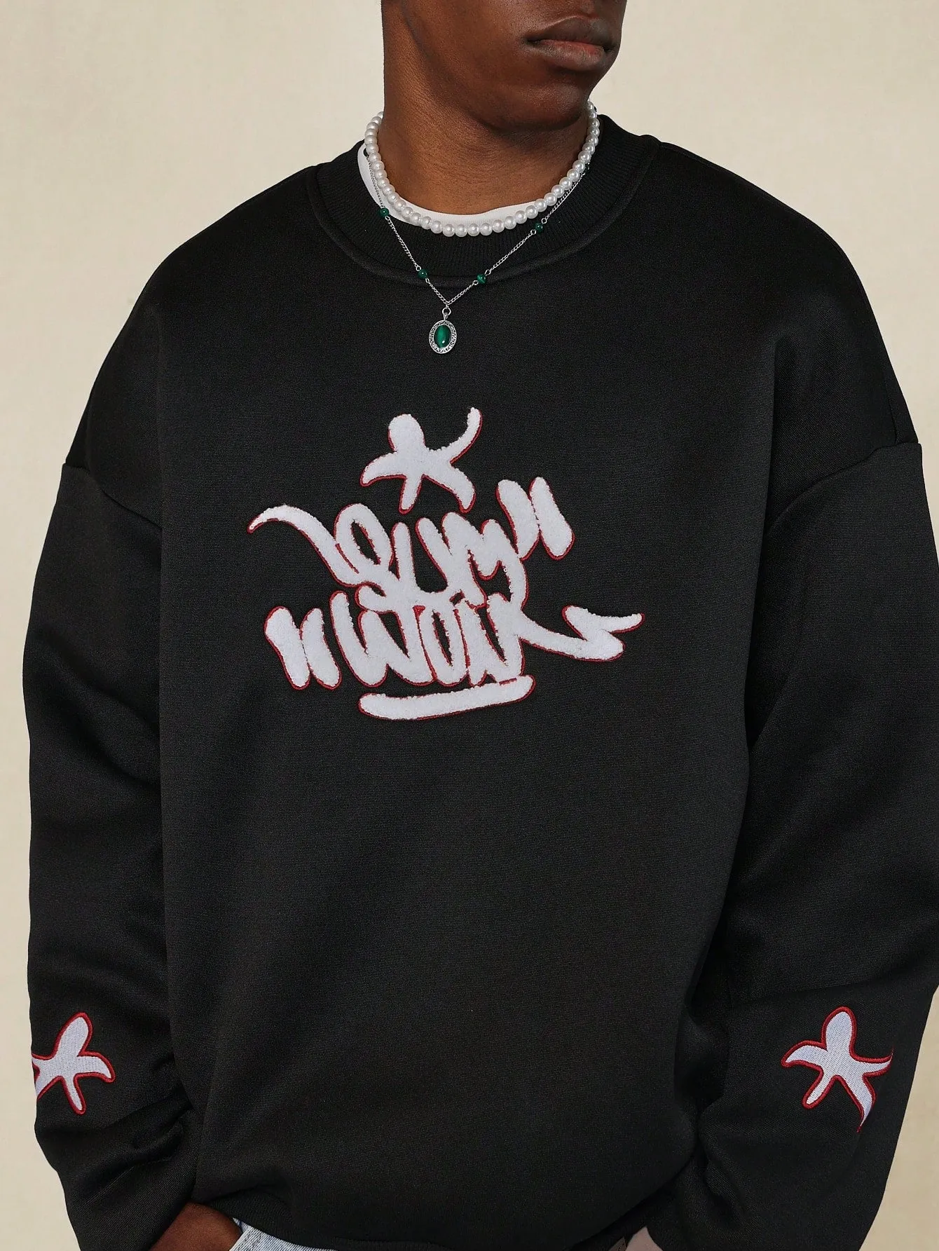 Sweatshirt With Applique On The Chest & Sleeve