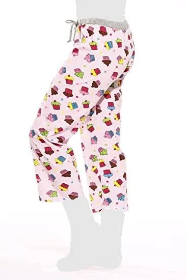 Women's Cozy Pajama Set Cupcake Pants and Soft Cotton Heart T shirt